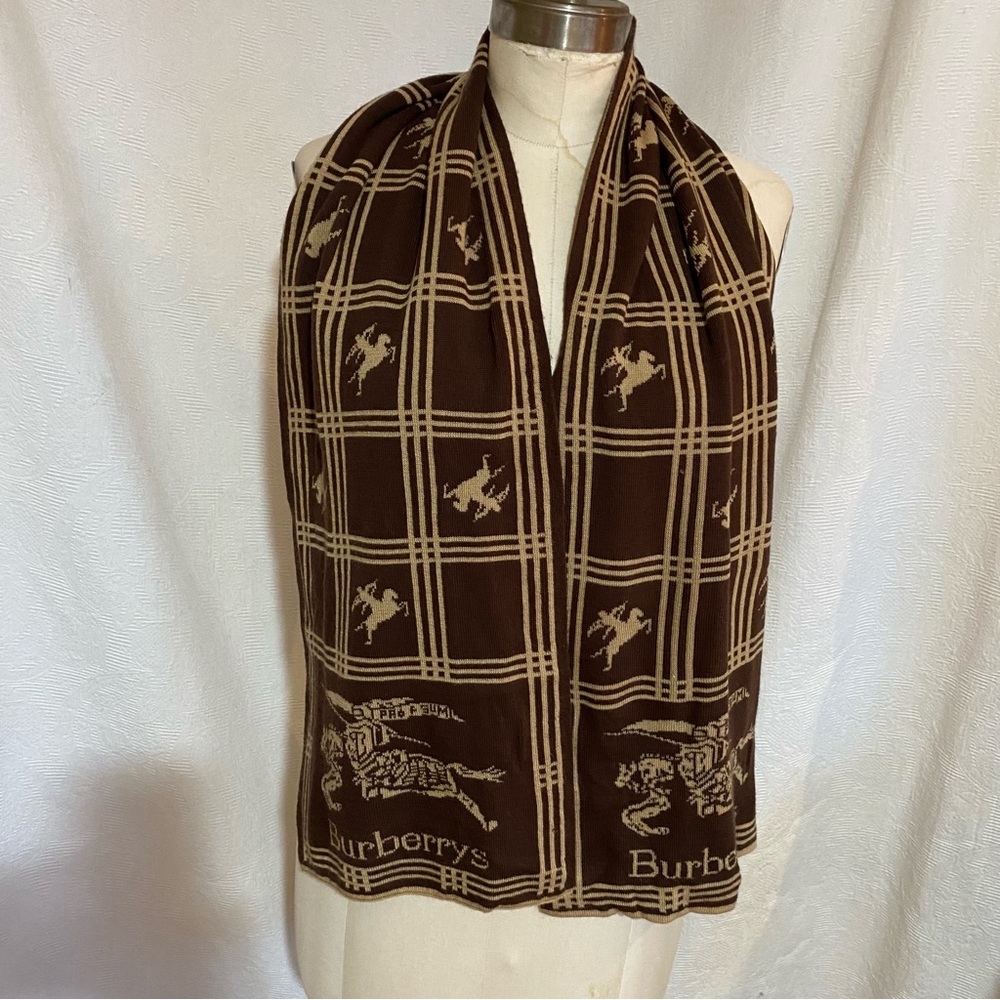 Burberry 80’s vintage cashmere knit scarf brown/ tan. Unisex